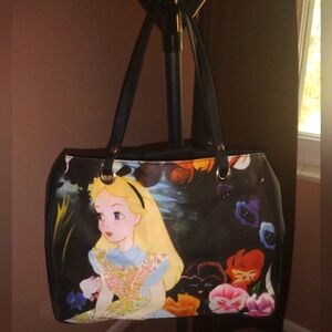 🖤💛♥️💙 NWOT Disney Womens Girls Alice in Wonderland Purse Bag Floral Graphic